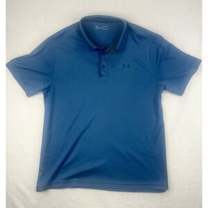Under‎ Armour Shirt Mens Size XL Loose Blue Short Sleeve Polo Performance Golf